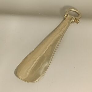 Vintage Brass Shoe Horn w/ Swivel Hanging Loop 9.75"